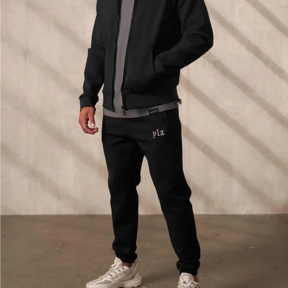 YoungLA Black Jogger Sweatpants with Elastic Cuffs - Picture 1 of 7